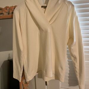Lilla P Cream Waffle Knit Long Sleeve with Hood.